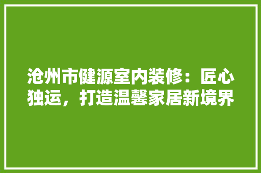 沧州市健源室内装修：匠心独运，打造温馨家居新境界 室内设计