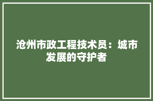 沧州市政工程技术员：城市发展的守护者 室内设计