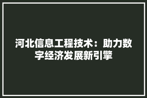 河北信息工程技术：助力数字经济发展新引擎 室内设计