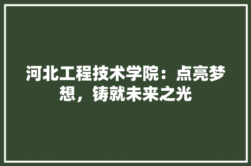 河北工程技术学院：点亮梦想，铸就未来之光 室内设计