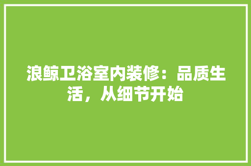 浪鲸卫浴室内装修：品质生活，从细节开始
