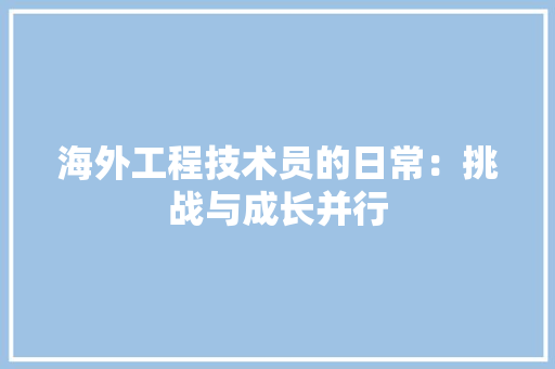 海外工程技术员的日常：挑战与成长并行 室内设计