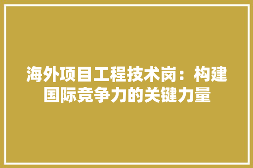 海外项目工程技术岗：构建国际竞争力的关键力量 室内设计
