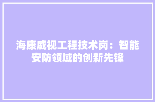 海康威视工程技术岗：智能安防领域的创新先锋