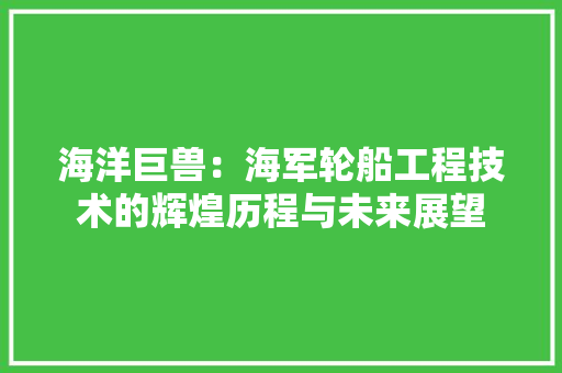 海洋巨兽：海军轮船工程技术的辉煌历程与未来展望