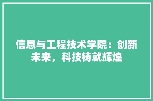 信息与工程技术学院：创新未来，科技铸就辉煌 家居装修