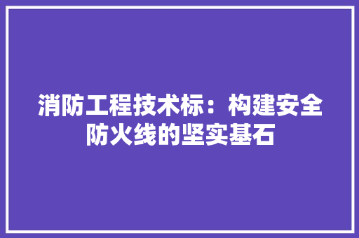 消防工程技术标：构建安全防火线的坚实基石 室内设计