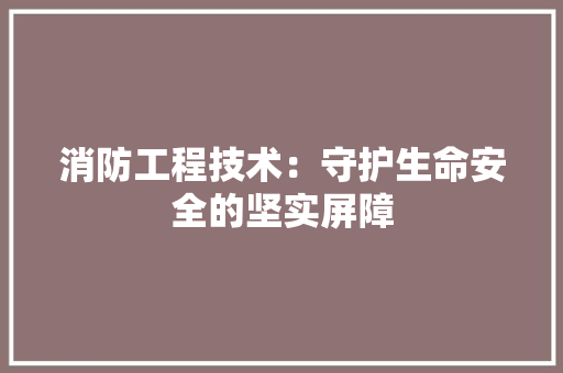 消防工程技术：守护生命安全的坚实屏障 室内设计