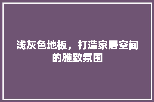 浅灰色地板，打造家居空间的雅致氛围 室内设计