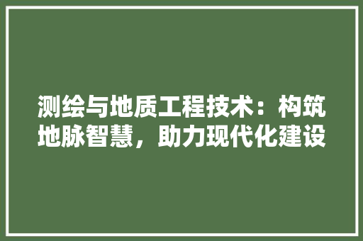 测绘与地质工程技术：构筑地脉智慧，助力现代化建设 室内设计