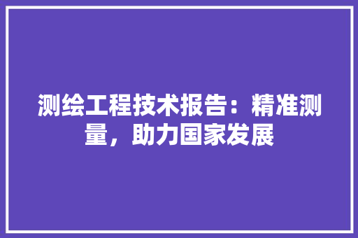 测绘工程技术报告：精准测量，助力国家发展