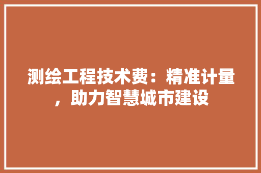 测绘工程技术费：精准计量，助力智慧城市建设 室内设计