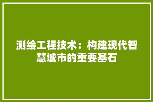 测绘工程技术：构建现代智慧城市的重要基石