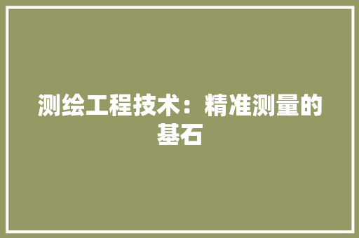 测绘工程技术：精准测量的基石 室内设计