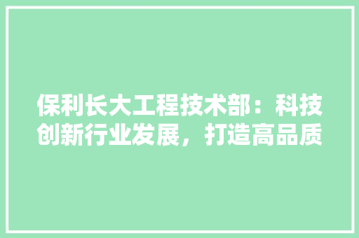 保利长大工程技术部：科技创新行业发展，打造高品质工程