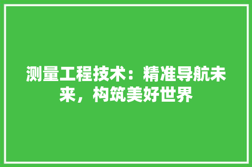 测量工程技术：精准导航未来，构筑美好世界 室内设计