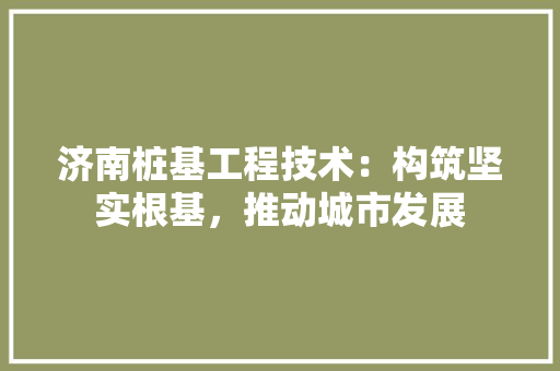 济南桩基工程技术：构筑坚实根基，推动城市发展
