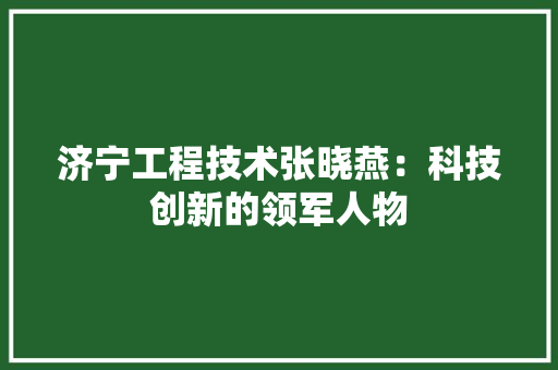 济宁工程技术张晓燕：科技创新的领军人物 室内设计