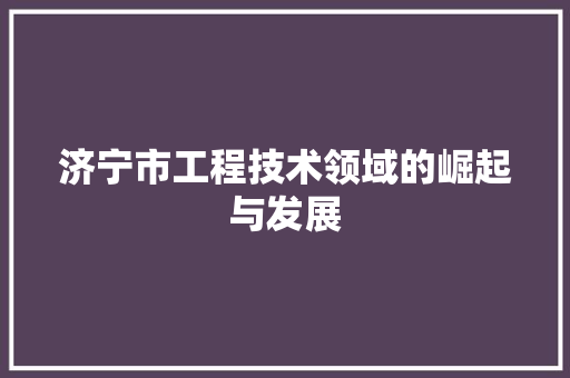 济宁市工程技术领域的崛起与发展 室内设计