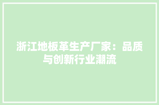 浙江地板革生产厂家：品质与创新行业潮流 室内设计