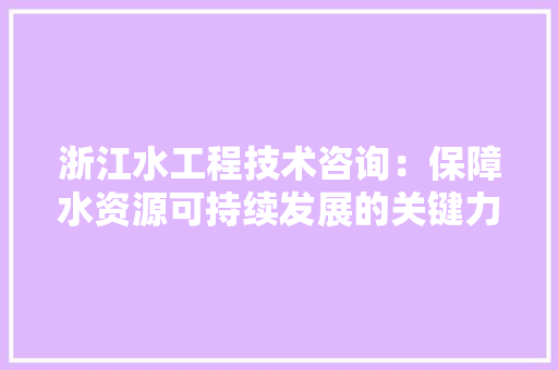 浙江水工程技术咨询：保障水资源可持续发展的关键力量 室内设计