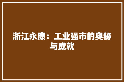 浙江永康：工业强市的奥秘与成就 室内设计