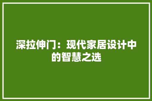 深拉伸门：现代家居设计中的智慧之选 室内设计