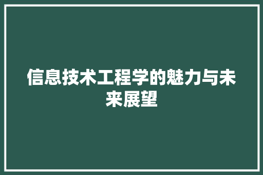 信息技术工程学的魅力与未来展望
