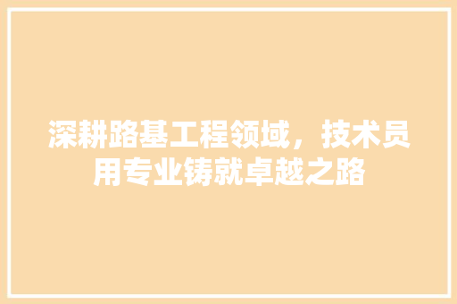 深耕路基工程领域，技术员用专业铸就卓越之路 室内设计