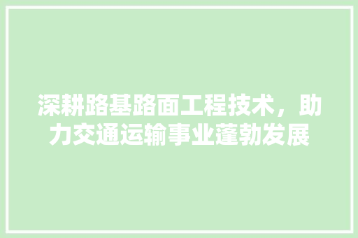 深耕路基路面工程技术，助力交通运输事业蓬勃发展
