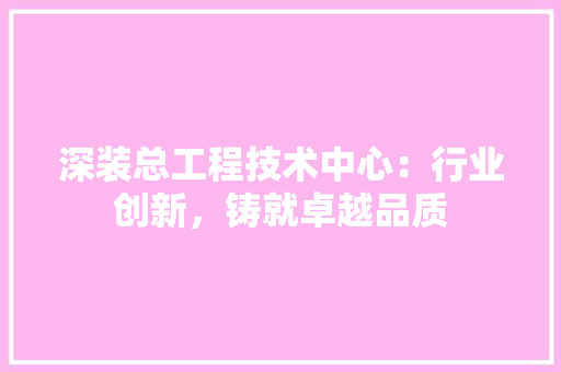 深装总工程技术中心：行业创新，铸就卓越品质