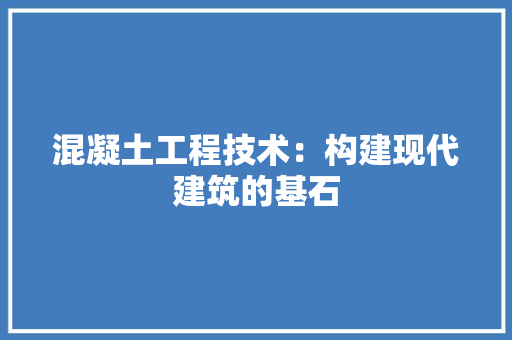 混凝土工程技术：构建现代建筑的基石 室内设计
