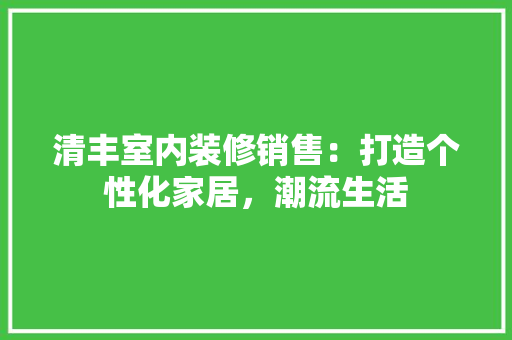 清丰室内装修销售：打造个性化家居，潮流生活 室内设计