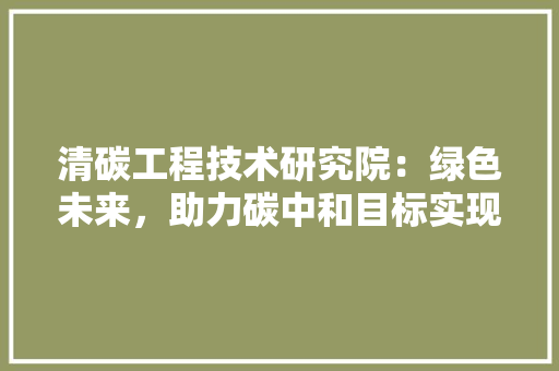 清碳工程技术研究院：绿色未来，助力碳中和目标实现 室内设计