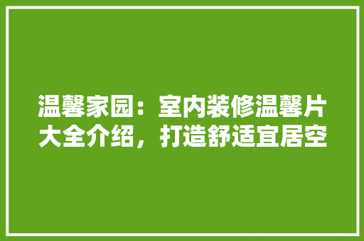 温馨家园：室内装修温馨片大全介绍，打造舒适宜居空间 室内设计