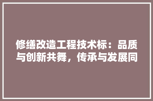 修缮改造工程技术标：品质与创新共舞，传承与发展同行 家居装修