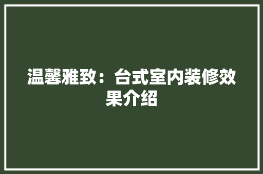 温馨雅致：台式室内装修效果介绍 室内设计