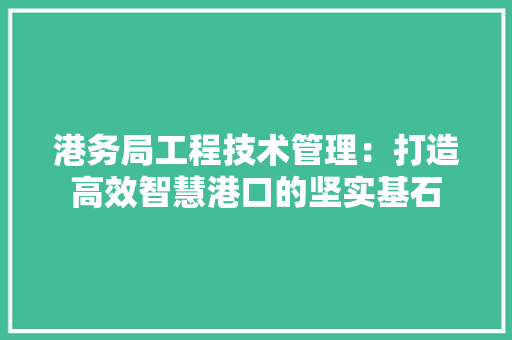 港务局工程技术管理：打造高效智慧港口的坚实基石 室内设计