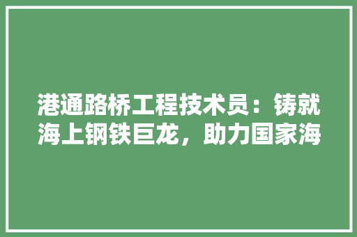 港通路桥工程技术员：铸就海上钢铁巨龙，助力国家海洋强国战略 室内设计