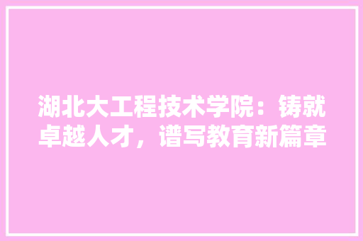 湖北大工程技术学院：铸就卓越人才，谱写教育新篇章 室内设计