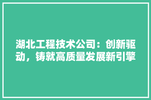 湖北工程技术公司：创新驱动，铸就高质量发展新引擎 室内设计