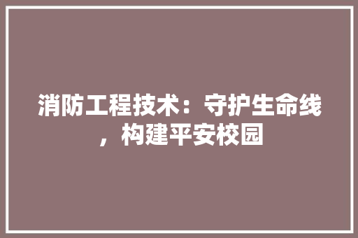 消防工程技术：守护生命线，构建平安校园