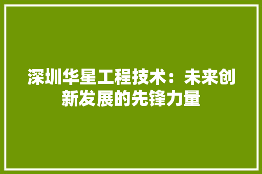 深圳华星工程技术：未来创新发展的先锋力量 室内设计
