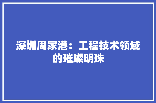 深圳周家港：工程技术领域的璀璨明珠 室内设计