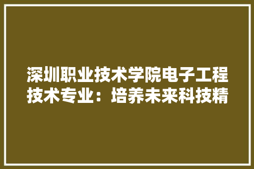 深圳职业技术学院电子工程技术专业：培养未来科技精英的摇篮 室内设计
