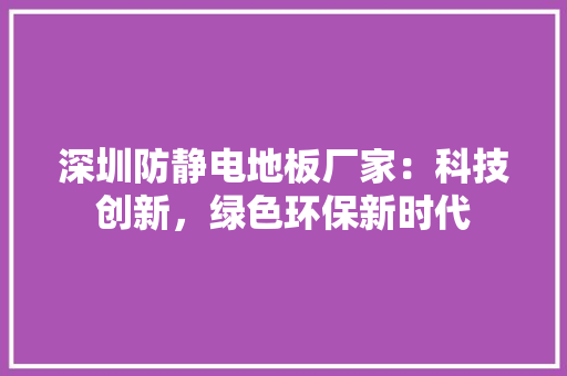 深圳防静电地板厂家：科技创新，绿色环保新时代 室内设计