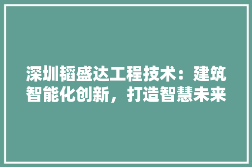 深圳韬盛达工程技术：建筑智能化创新，打造智慧未来 室内设计