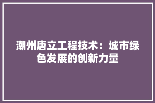 潮州唐立工程技术：城市绿色发展的创新力量