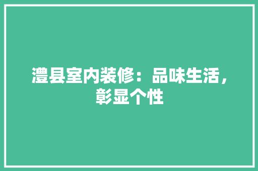 澧县室内装修：品味生活，彰显个性 室内设计
