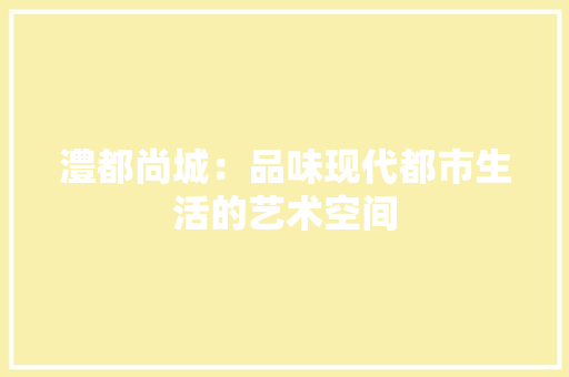 澧都尚城：品味现代都市生活的艺术空间 室内设计